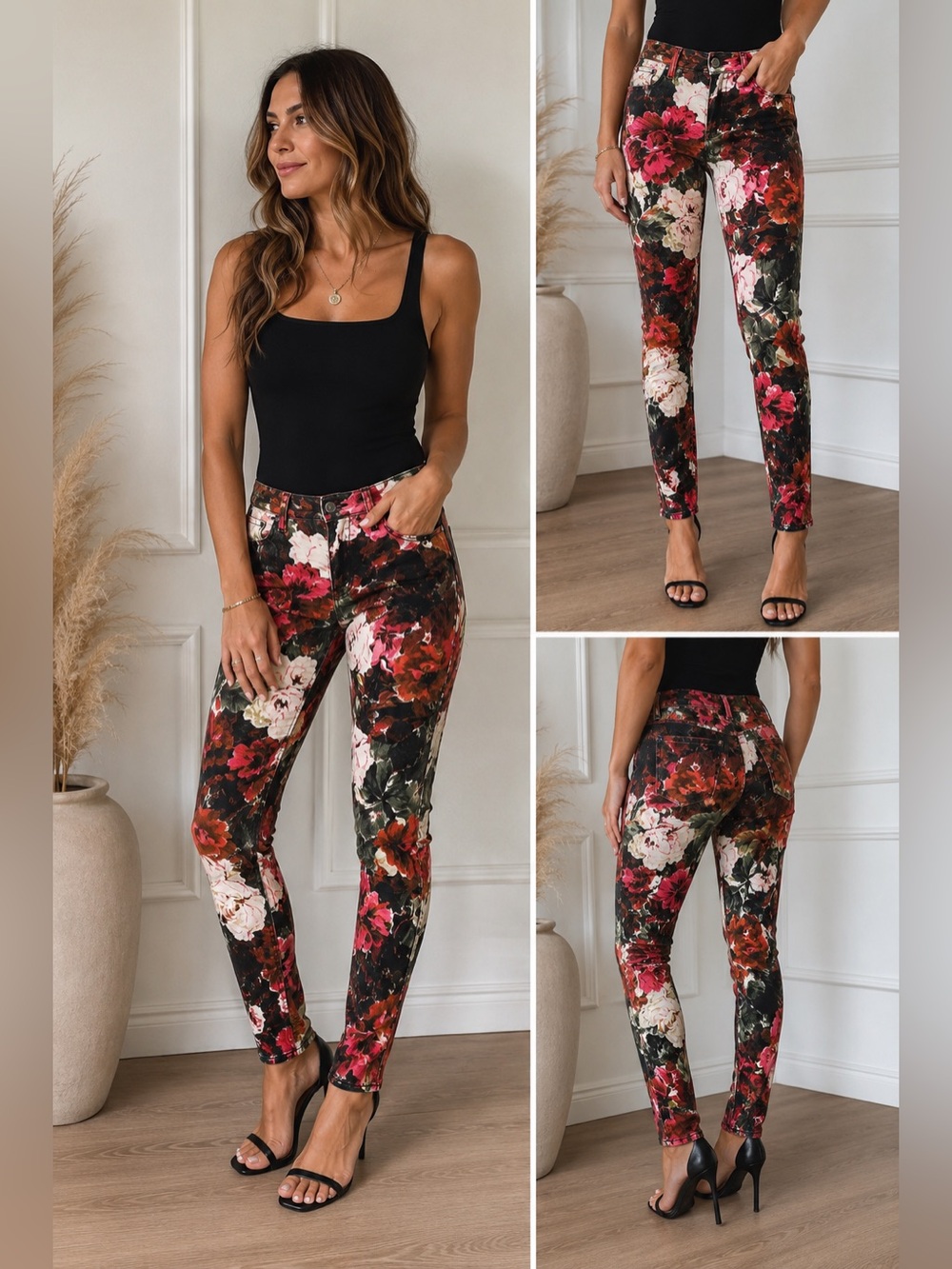 7 For All Mankind Floral Print Skinny Stretch Jeans Women’s Size 26